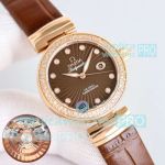 Swiss Copy Omega De Ville Ladymatic 34mm Brown Dial Diamond Ladies Watch 